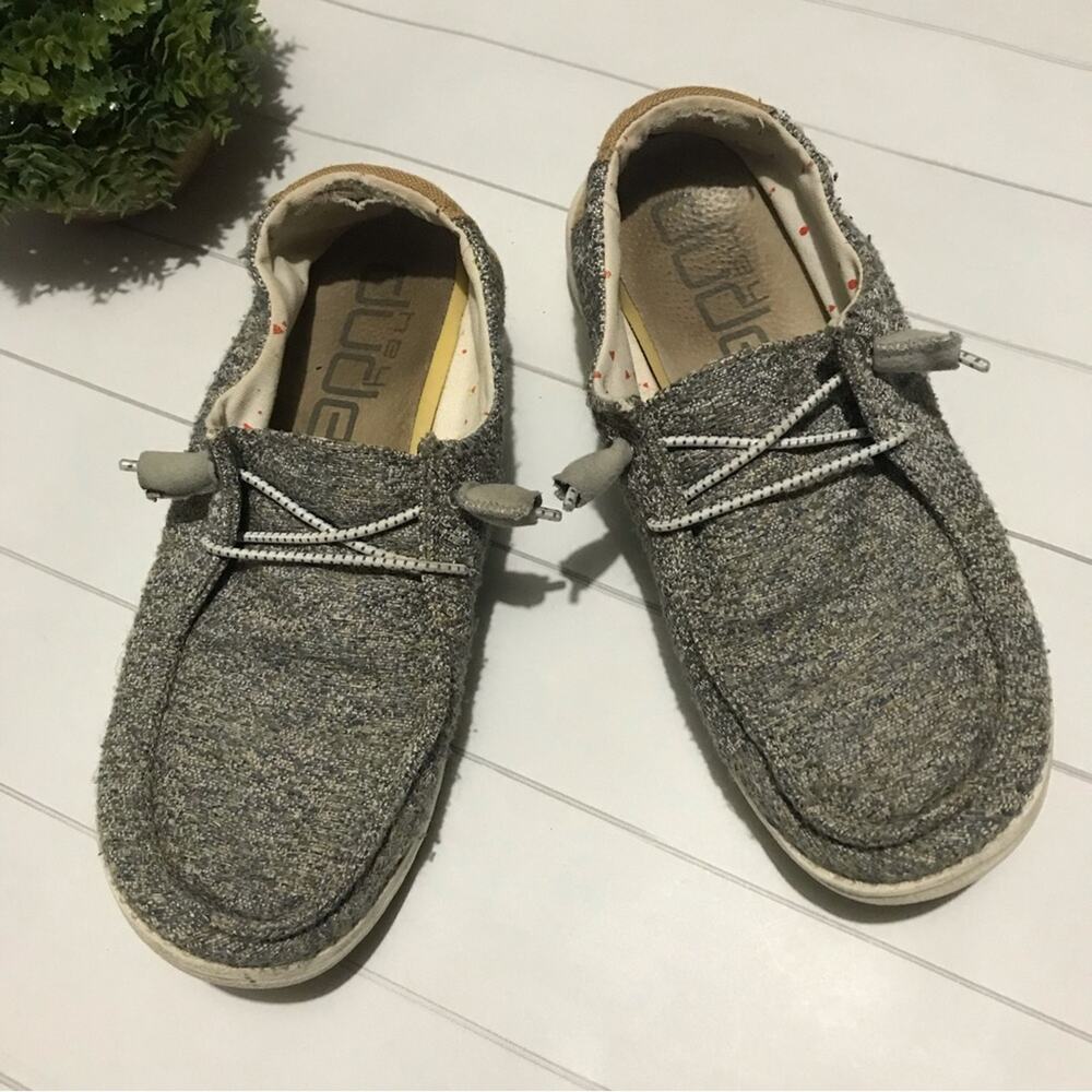 Hey Dude Wendy Slip On Shoes Sneakers Gray Mustard Mix Women’s Size 7